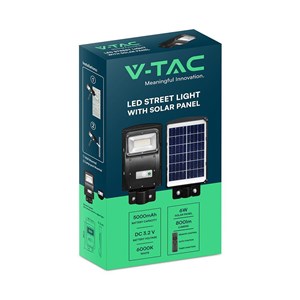 Naświetlacz Oprawa Uliczna LED Solarna V-TAC 6W Czarny VT-ST63W 6000K 800lm
