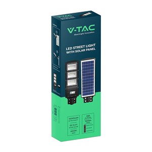 Naświetlacz oprawa uliczna LED solarna V-TAC 12W czarny VT-ST180W 6000K 1200lm