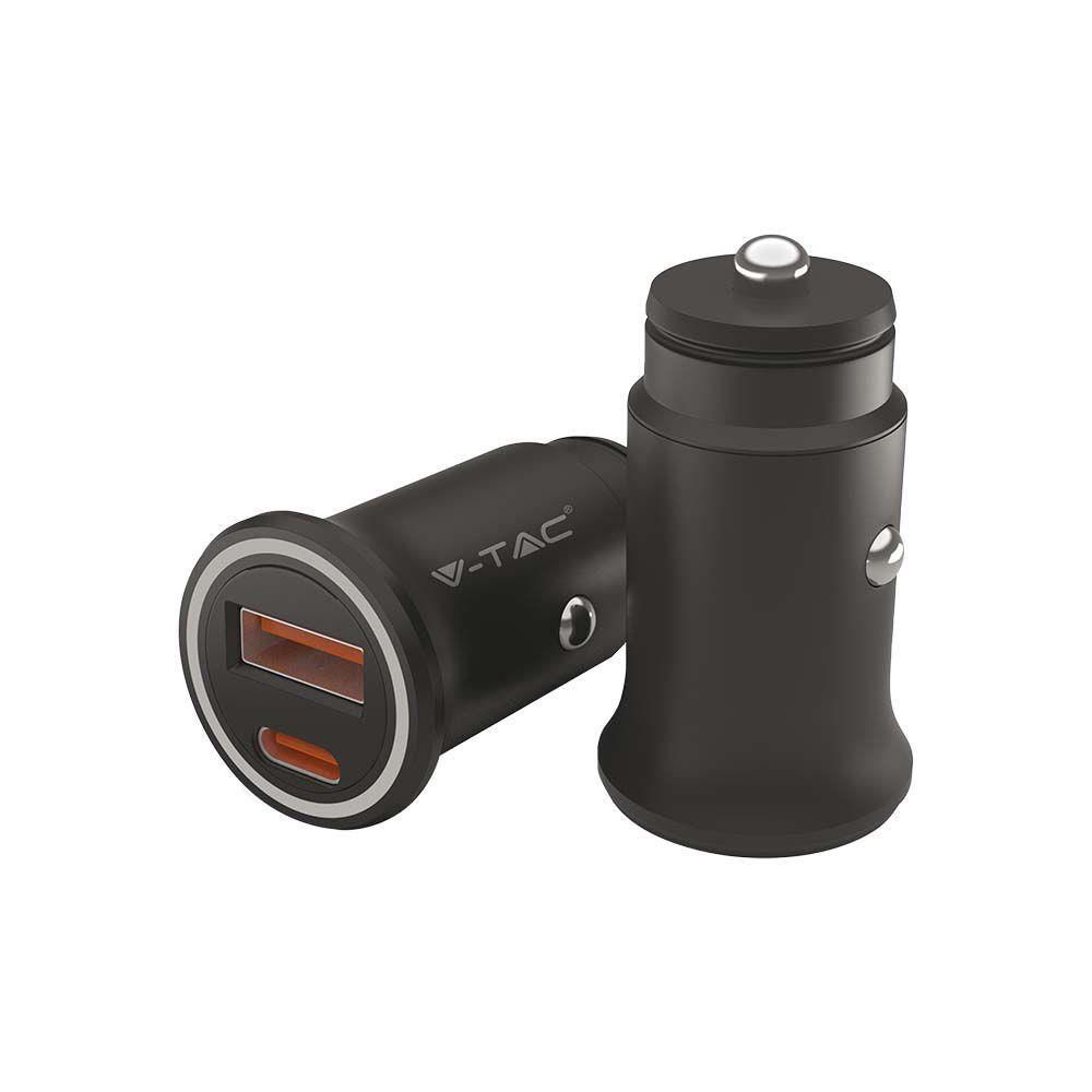 Samochodowa ładowarka do zapalniczki V-TAC USB 12-24V 18W+USB-C 20W VT-5318 - 2